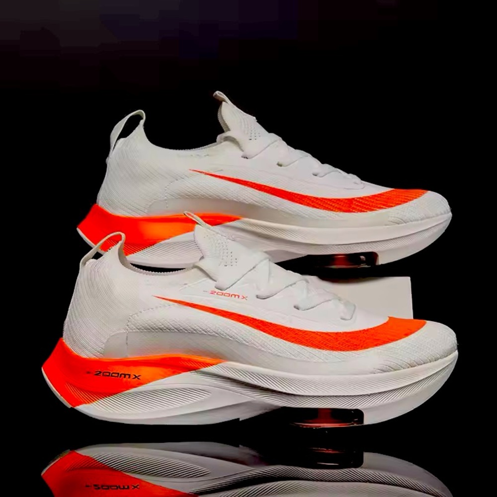 White and Orange Athletic Sneakers